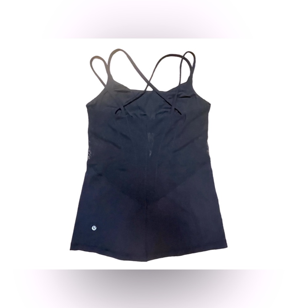 Lululemon Built in Bra Mesh Detail Black Top - Picture 1 of 6